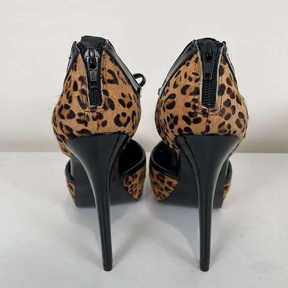 Charles David Women’s 7.5 Platform Heels Leopard Print Pony Hair Tassel Stiletto - Picture 5 of 11